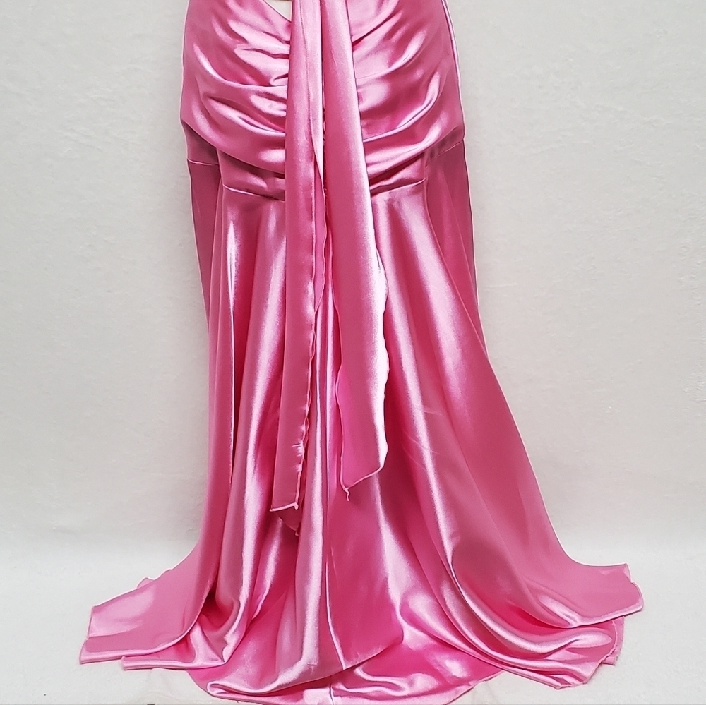 BarbieCore 90s Vintage Jessica McClintock Gunne Sax Pink Satin High Low Dress L - Picture 15 of 16